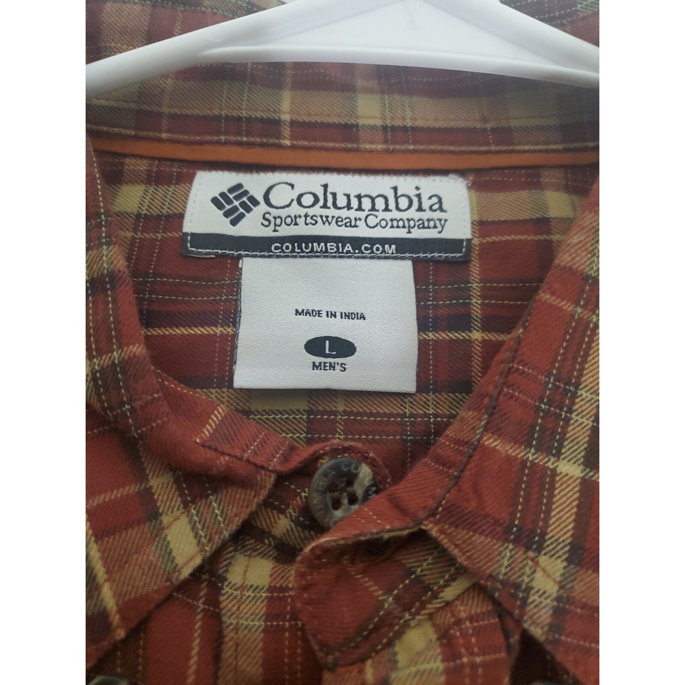 Columbia Button Up Shirt,‎ Large, Brown, Plaid